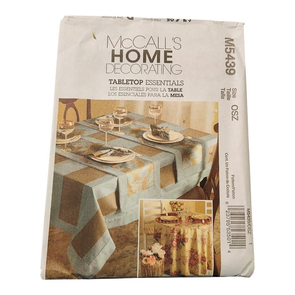 🪻BOGO🪻 McCall's Home Decorating Pattern‎ Tablecloth Essentials M5439 Uncut